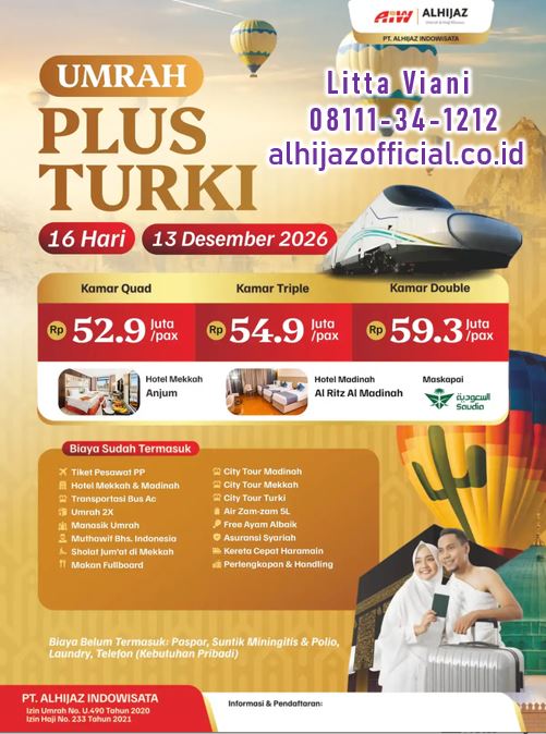 UMROH TURKI 16 HARI DESEMBER 2026